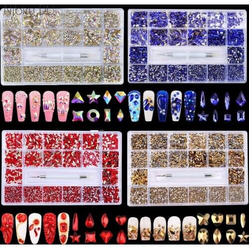 3d Nail Art Rhinestones Decorations Gems Multi-size Various Shapes With Drill Pen Design Nail Charms Supplies For Professionals
