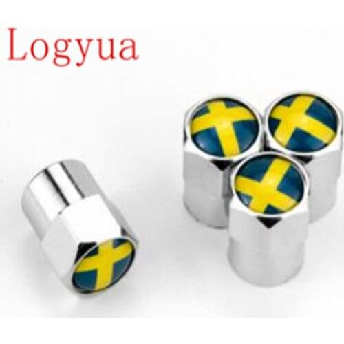 4pcs/lot Car Sweden Flag Logo Tire Valve Cap Truck Motorcycle Bike Wheel Tire Valve Stem Cap For Swedish Cars