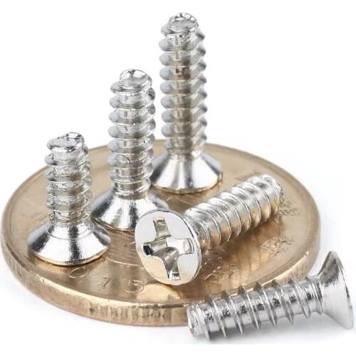 500pcs/lot M2 M2.3 M2.6 M3 KB nickel-plated cross countersunk head flat tail self-tapping screw