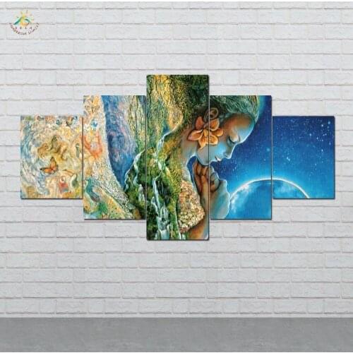 Abstract Landscape Girl Wall Art Canvas Painting Posters and Prints Decorative Picture Decoration Home For Living Room 5 PIECES