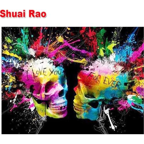 Skull Head diamond painting cross stitch diamond mosaic full square round diamond embroidery Romantic lover gift home decor