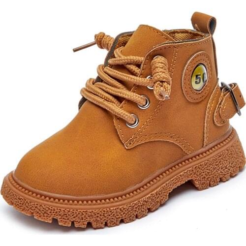 New Childrens Boots Girls Genuine Leather Martin Boots Boys Ankle Boot Baby Genuine Leather Kids Boots Lace-up Children Snow