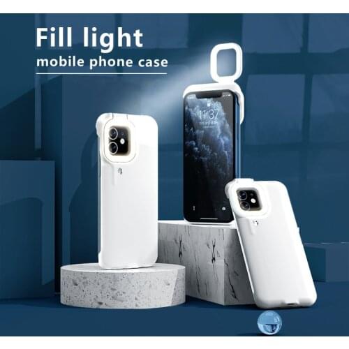 For iPhone 12 11 Pro Max Beauty Fill Light Cover Beauty Flash Phone Case Shell for iPhone 12 Pro Max 12Mini Selfie Light Up Case
