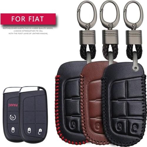 For Fiat 500 Grande Punto Stilo Panda 500x Bravo Doblo Ducato Car Key Protection Shell Key Case Cover Leather Key Ring Case