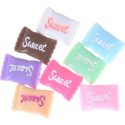 DIY 10PCS Kawaii Flatback Sweet Resin Sweet Candy Miniature Candys Cabochon For Phone Deco Parts Hair Accessories
