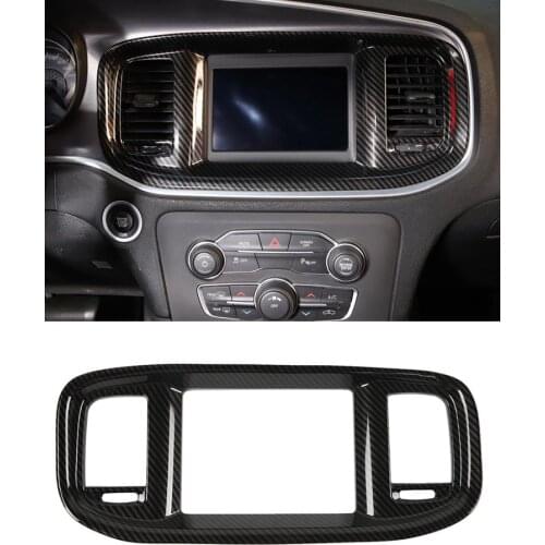 For Dodge Charger 2015 2016 2017 2018 2019 2020 2021 Car Navigation Panel Decoration Stciker Interior Accessory ABS Carbon Fiber