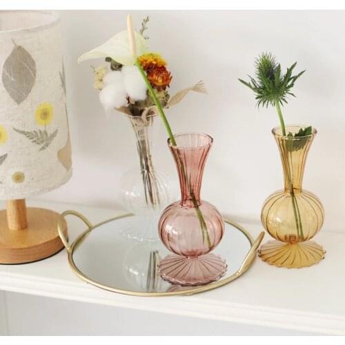 Brand New Style Antique Glass Vase Flower Stand Table Arrangement Art Flower Vase Decoration Home Living Room Office Decor
