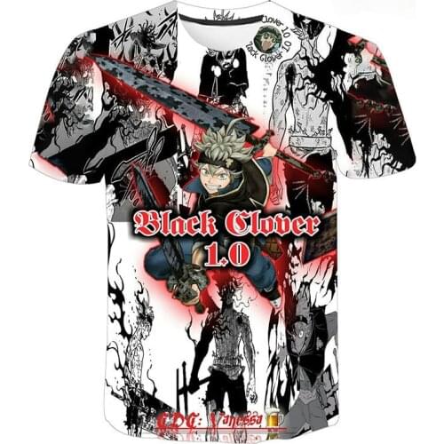 Men Women New Fashion Summer Hot Sale 3D Black Clover Printed T-shirt Boy Girl Kids Casual Short Sleeve Clothes Cool Tops Tee