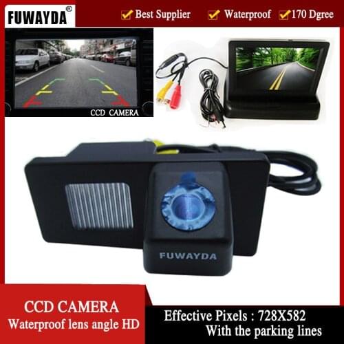 FUWAYDA Waterproof Car Rear View Reverse Camera for Ssangyong Rexton Ssang yong Kyron,with 4.3 Inch foldable LCD Monitor HD