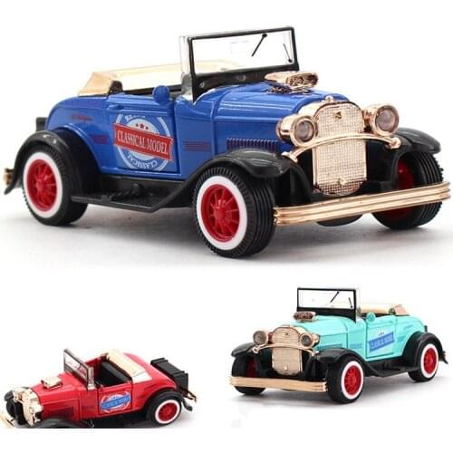 1:36 Simulation Retro Antique Classic Car Model Kids Alloy Light Music Pullback Car Simulation Model Car Toys
