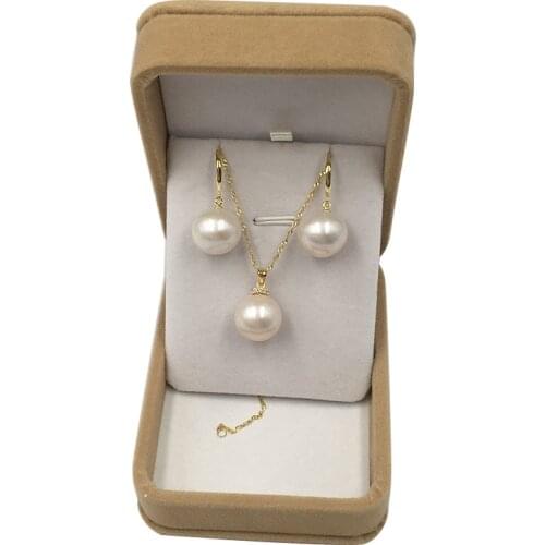 Pearl jewelry set 14-15 mm big nature perfect round freshwater pearl 925 silver AA have flaws