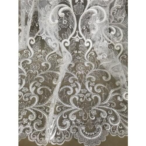 Luxury Embroidery French Mesh Lace Latest African Laces Handmade Beaded S-668886 Dress Tulle Net Lace Fabric