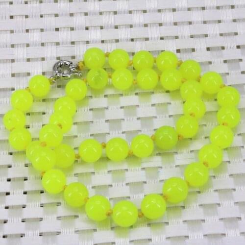 Fashion Bohemia style necklace lemon jades natural stone beads chalcedony 10mm round beads female sweater diy chain 18inch B3204