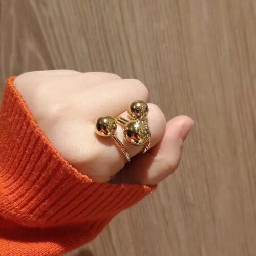 Muti round mental ball bead ring for women famous brand letter ring gold color vintage finger ring girls party gift
