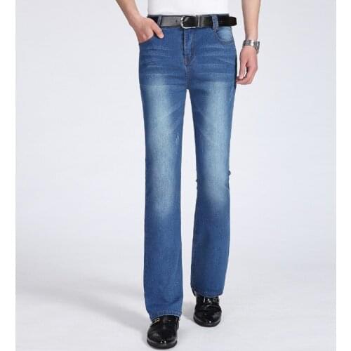 Jeans men 2020 Spring and Summer New Mens Korean version of Denim Micro Bell pants Mens Slim Stretch Dark Blue Flare jeans