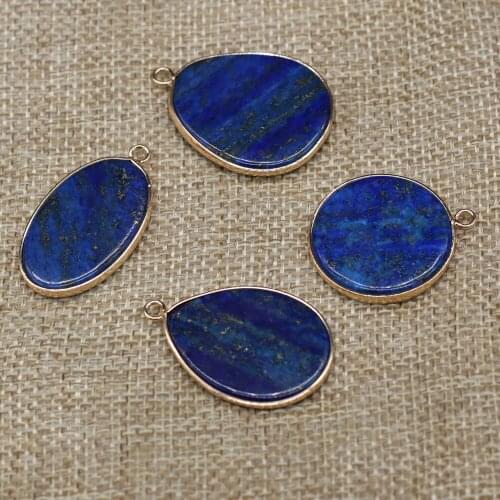Natural stone Pendant Water Drop Reiki Lapis lazuli Golden Plated Exquisite charms for Jewelry Making DIY Necklace accessories