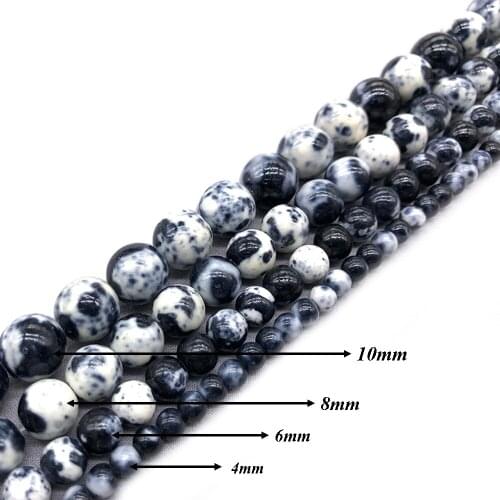 Natural StoneBlack White Dots Rainbow Stone Round Loose BeadsFitMulti-purpose Jewelry Making 4 6 8 10 MMPick Size J239