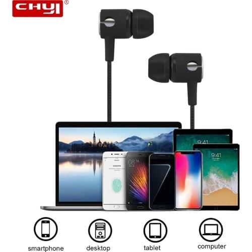 CHYI Earphone 3.5mm In Ear Stereo Sound With Mic Soft Earbuds Earphones Sports Music Gaming Handsfree Headset For Phone Laptop