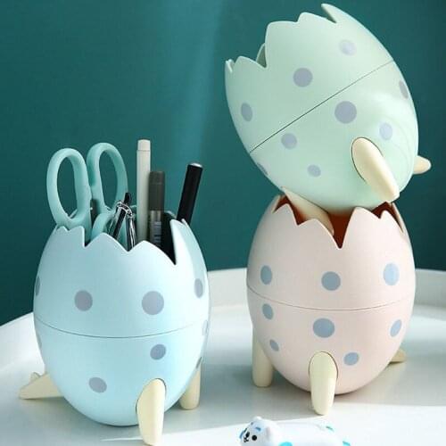 New Dinosaur Egg Shaped Pen Pencil Makeup Brushes Desk Holder Stationary Organizer Cute Surprise Easter Gift Pink Green Blue