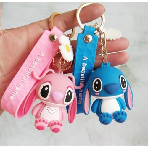 New Disney Stitch Doll Key Chain Cartoon Hanging Keychain Bag Keyring Pendant Gift Woman Anime Figure Dolls