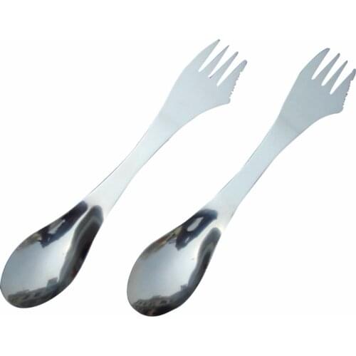 1Pcs 3 In 1 Knife Fork Spoon Outdoor Tableware Multi Function Stainless Steel Spork Camping Hiking Picnic Utensils Combo