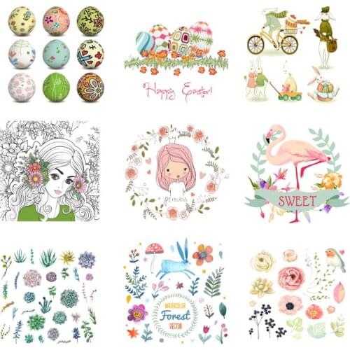 Iron-on Transfers for Clothing Patches Flower Thermo Stickers Stripe Dress Diy Appliques Vinyle Adhesive Flex Fusible Transfer F
