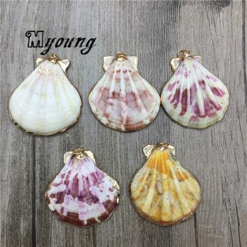 Natural Shell Pendant,Scallops Shell Pendant For Necklace DIY Jewelry Making MY2099