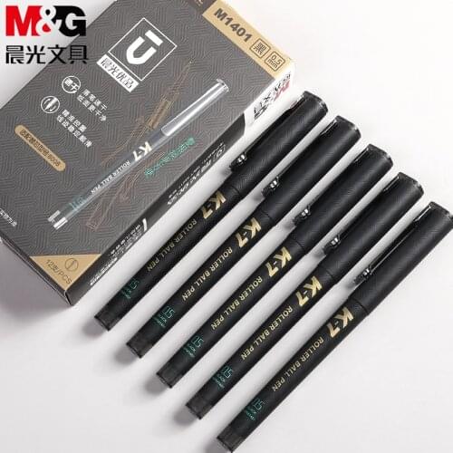 M&G M1401 Direct-fluid-roller Pen 0.5mm K7 Large Capacity Signature Pen Black Student Test Pen Special Quick-drying 6PCS