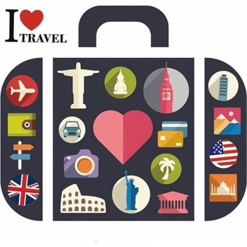 The meaning of travel combination wall stickers DIY decorations sticker decals fridge personality Creative Suitcase sticker