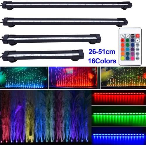LED Aquarium Fish Tank Light Submersible Remote Control Making Oxygen for Fish with Cable Switch Underwater Air Bubble Lamp D30