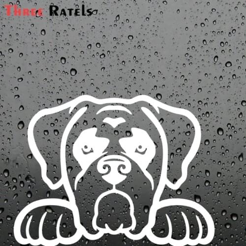 Three Ratels FD52 Cool BOXER DOG PEEKING Reflective Vinyl Car Decal Window Bumper Sticker