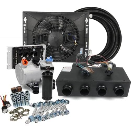 Universal 12V 24V Auto Electric Air Conditioning Compressor 4 Hole Evaporator Assembly Kit for Car Street Rod A/C Conditioner