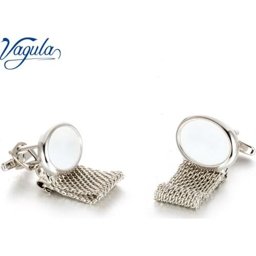 VAGULA New Cufflinks Top Luxury Brand Wedding Gift Bonito Gemelos Natural Mother Pearl Shell Cuff links Punk Chain Button 799