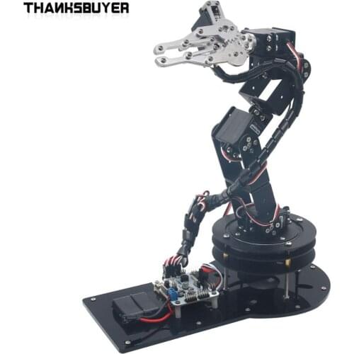 Metal Alloy 6DOF Robot Arm Clamp Claw & Swivel Stand Mount Kit with 6pcs MG996R Servos and Servo Hron