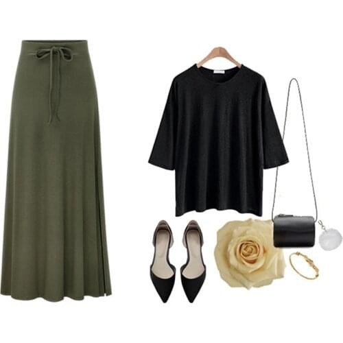 Women Office Skirt Pleated Long Skirt Ladies High Waist Elegant Long Skir Party Club Skirts 2021 Spring Autumn