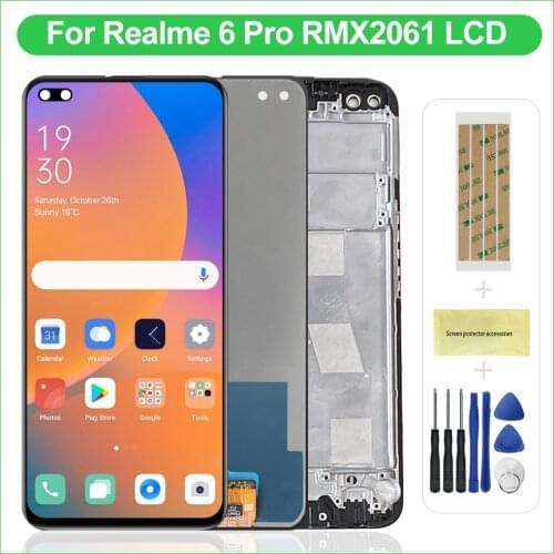 6.6"Original For Oppo Realme 6 Pro RMX2061 RMX2063 LCD Display 10 Touch Screen Replacement Tested Phone LCD Screen Digitizer