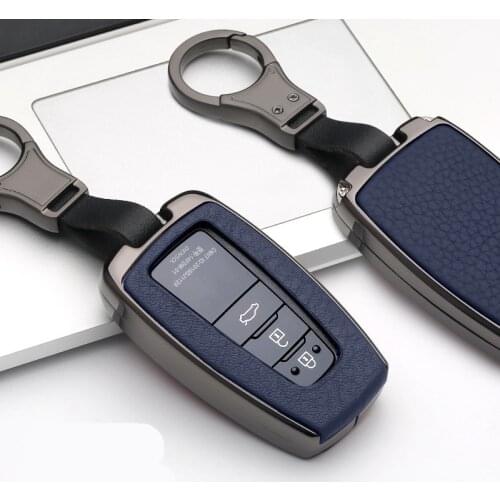 Car Styling Zinc Alloy Leather Key Case Cover Shell For Toyota Prius Camry Corolla CHR CHR RAV4 Prado 2017 2018 2019 Accessories