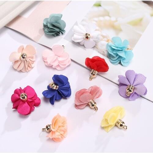 20pc/lots Colorful Short Fabric Flowers Tassels Pendants For Diy Earrings Jewelry Making Clothes Decoration Accessories Supplies