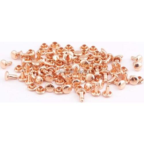 200sets 5*8mm rose gold color Spikes Rivets Stud Collision Nail for double cap rivets for garment bag belt accessories