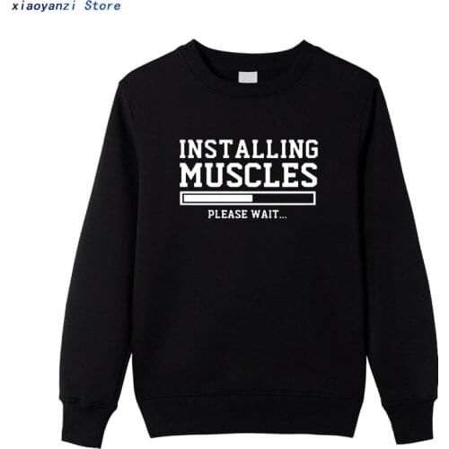 2020 cotton Mens 2020 sportswear sweatshirts printed INSTALLING MUSCLES funny pullovers fashion brand clothing cross hoodies