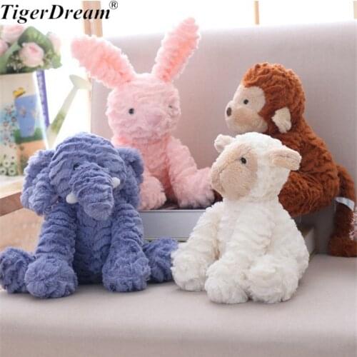 25cm One Piece Baby Soft Wave Pattern Bunny Toy Rabbit Monkey Elephant Unicorn Donkey Plush Dolls Animals Children Toys