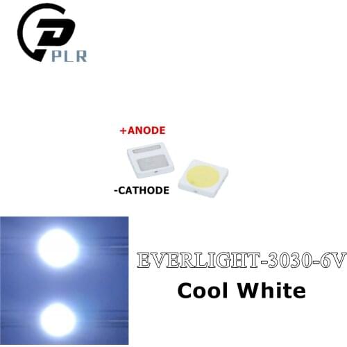 30pcs EVERLIGHT LED Backlight 1-2W 3030 6V Cool white 125-150LM LCD Backlight for TV Application 62-123TUN2C/F115145N68SBF-T