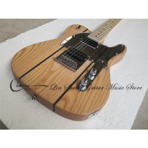 Free shipping only one in stock electric guitar,single pattern veneer body,black pickups,acrylic pickguard,maple fingerboard