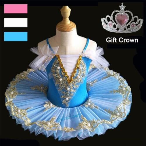 Girls Ballet Tutu Tulle Dress White Blue Pink Gymnastics Leotard Diamond Dance Costume Ballet Leotard For Girl Ballerina