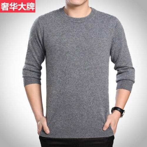 Plus Size Basic Pullovers 100% Mink Cashmere Sweater Men Autumn Winter Clothes Super Warm Sweater Jumper Male