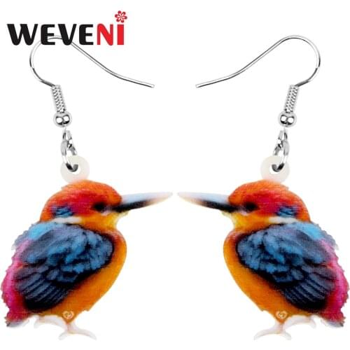 WEVENI Acrylic kingfisher Earrings Big Long Printing Bird Animal Dangle Drop Jewelry For Women Kids Teen Lover Party Decoration