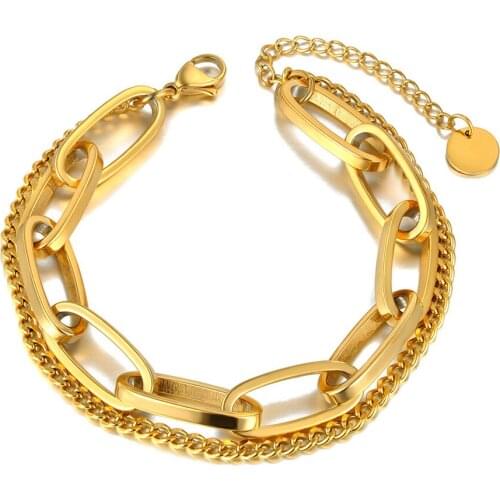 Hiphop/Rock Titanium Stainless Steel Geometry Charm Bracelet Bangle For Women Men Bohemia Chain & Link Jewelry B20182