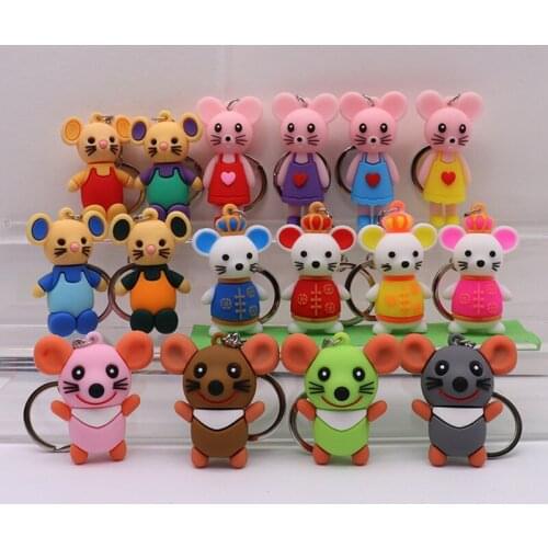 New creative personality cartoon mouse keychain student stationery pendant promotion three-dimensional soft plastic doll keychai