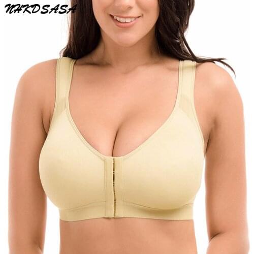 Fashion Intimates Plus Large Big Size White Lace Bras For Women Super Wide H Back Front Closure Underwear Sexy Lingerie 2020 New