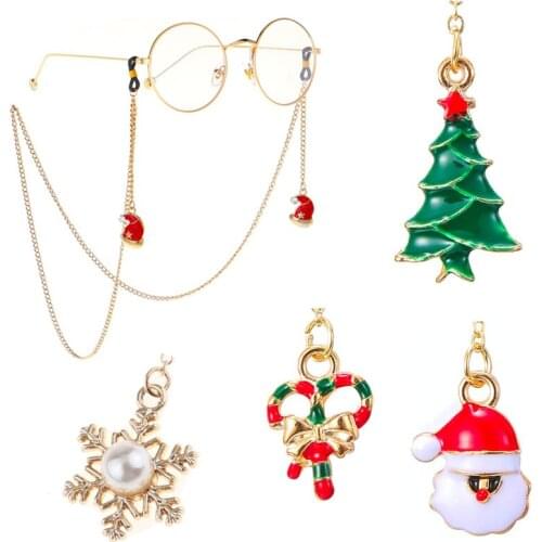 Fashion Metal Christmas Pendant Eyeglass Chain Sunglasses Reading Glasses Chain Eyewear Cord Holder Neck Strap Rope For Gift